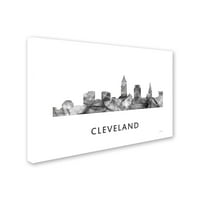 Zaštitni znak Fine Art 'Cleveland Ohio Skyline WB-BW' Canvas Art by Marlene Watson