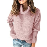 Rasprodaja džempera za žene, modna jednobojna dolčevita s visokim vratom s dugim rukavima, labavi pleteni ženski Gornji dijelovi,