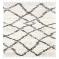 Geometrijski tepih s resama berberske Hattie, kremasto siva, 2'8'