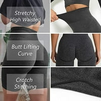 Ženske kratke hlače za vježbanje visokog struka, zatezanje stražnjice, kontrola trbuha, kratke hlače za jogu s volanima.