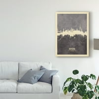 Zaštitni znak likovna umjetnost 'Hamburg Njemačka Skyline Grey' platno umjetnost Michaela Tompsetta