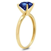 Okrugli rez 0,5 karata plavi imitirani tanzanit od žutog zlata 14 karata ugraviran izjava Godišnjica zaruka vjenčani prsten pasijans
