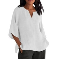 Košulje za žene Klasični pamučni Okrugli vrat s rukavima od tri četvrtine, labavi ženski tiskani vrhovi