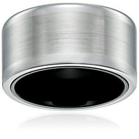Zaručnički prstenovi sa safirom, volframom i titanom unutarnja satenska završna obrada u crnoj boji za muškarce, veličina 9