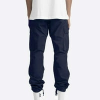 Muške teretne hlače Plus size Ležerne vanjske sportske hlače s džepovima jednobojne hlače s kravatom ulična odjeća