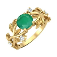 Okrugli smaragdni ženski klasični prsten od srebra u žutoj boji