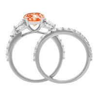 3. dijamant okruglog reza s imitacijom Crvenog dijamanta od bijelog zlata 14k $ s naglascima vjenčani set od $ 4.25
