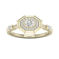 Zaručnički prsten od 14 karatnog žutog zlata u osmerokutnom okviru s dijamantom od 34 karatnog dijamanta