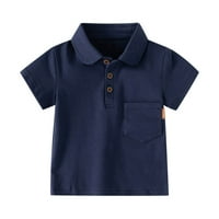 Odjeća za dječake dječje majice kratkih rukava s jednobojnim printom Mornarsko plava 130