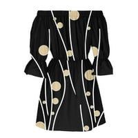 Rasprodaja Plus size ženske ljetne haljine s ramena s raširenim rukavima jednobojne haljine s printom smeđe 10