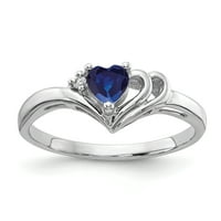Safirni prsten u obliku srca od bijelog karatnog zlata i dijamanta