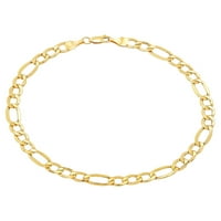 Sjajne fini nakit 10k žuto zlato okrugla ovalna veza Figaro narukvica, 8,5