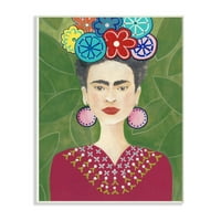 Stupell Industries Frida modni dizajner uzorak slikanje zelene zidne ploče Umjetnost Regina Moore
