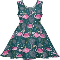 Ljetna haljina za plažu s naramenicama u jarkim bojama i flamingoima, mini ljuljačka, bez rukava s printom