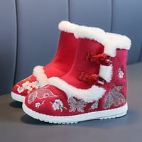 Cipele za djevojčice Pamučne čizme u etničkom stilu za malu djecu, cipele od tkanine, čizme za snijeg s toplim gumenim potplatom,