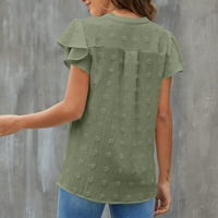 Vojnička Zelena Ženska majica s izrezom u obliku slova u, ženske bijele odjevne majice, modne Švicarske Ženske majice s točkicama,