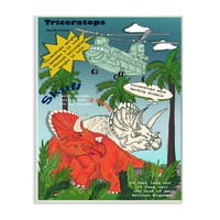 Stupell Industries Dinosaur Činjenice Zabavno Triceratops Informacije o mock stripovskom zidnom plaketu Sangita Bachelet