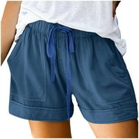 Kratke hlače, ženske sportske kratke hlače, Ženske udobne casual kratke hlače s elastičnim strukom i džepovima, udobne kratke hlače