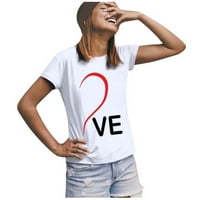 majice za žene s kratkim rukavima za žene s printom srca za Valentinovo bluza majica bijela majica za Valentinovo