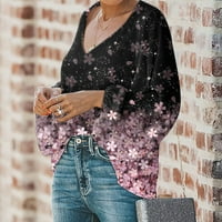Ženski topovi s dugim rukavima najprodavanija ženska ležerna majica s printom pulover s rukavima u obliku slova U u obliku slova