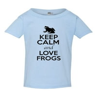 Ostanite mirni i volite žabe, žaba skače, ljubitelj životinja, smiješna majica za malu djecu, majica za djecu
