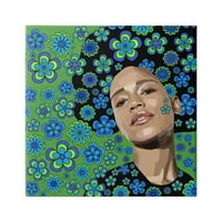 _ Cvjetnica retro plava i zelena botanička i Cvjetna galerija Slikarstvo omotano platno tiskanje zidne umjetnosti
