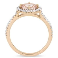 Miabella Ženska karat T.G.W. Oval Cut Morganite & Carat T.W. Dijamantni 14KT ružini zlatni halo prsten