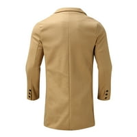 Jakna s košuljom, muški zimski jednobojni vuneni kardigan srednje duljine, modna dolčevita, široka jakna, ugrađeni poslovni kaput