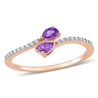 Carat T.G.W. Ametist i Carat Diamond 10kt ružičasti zlatni prsten