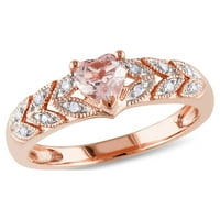 Miabella Ženska karat T.G.W. Srčani izrezan morganit i dijamantni naglasak 10kt ružičasti zlatni vintage prsten