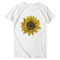Rasprodaja Plus size Bluza casual Ženske bluze s kratkim rukavima s cvjetnim printom Modni Okrugli vrat Bijela, e-mail