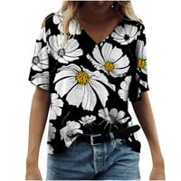 Grafičke majice za žene Vintage ležerna majica s cvjetnim printom iz 90-ih, Majica kratkih rukava s kratkim rukavima, majica s kratkim