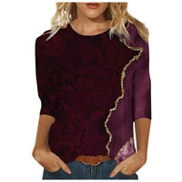 Rasprodaja Ženske bluze elegantna jednobojna bluza s okruglim vratom casual ženske modne bluze s rukavima vino