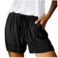 Ženske kratke hlače za slobodno vrijeme _ ženske Ležerne kratke hlače za vježbanje s vezicama srednjeg rasta s džepovima ljetne udobne